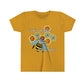 Don't Worry Bee Happy Honeycomb Daisy Flowers Kids Youth Short Sleeve Unisex Black T-shirt