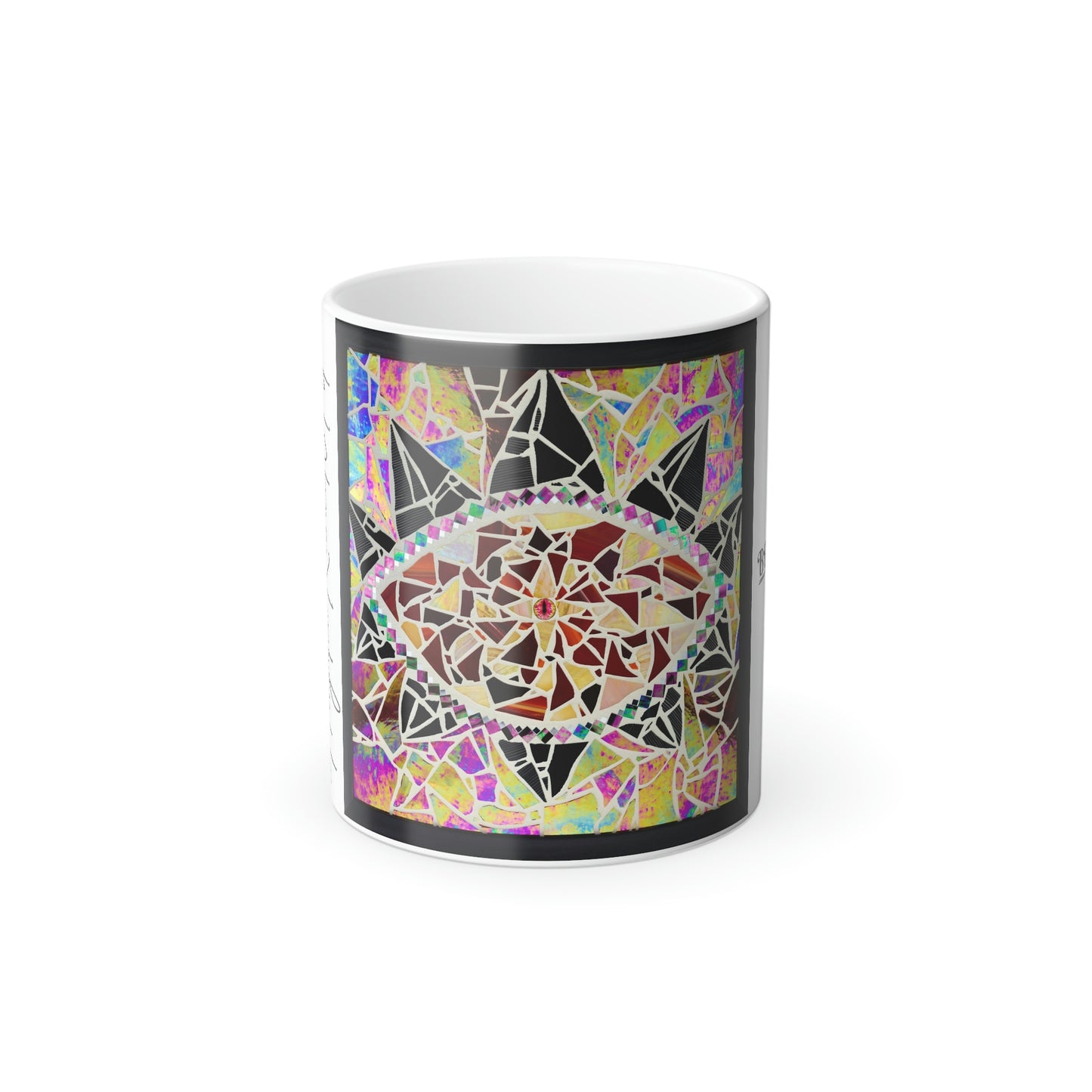 Red Glass Mosaic Dragon Eye Art BElieve In Magic Color Morphing Ceramic Coffee Tea Mug, 11oz