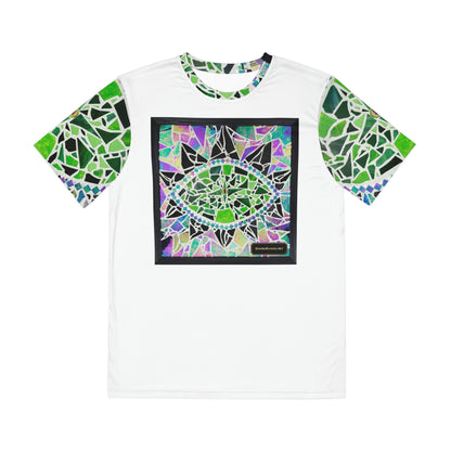 Green Glass Mosaic Dragon Eye Wearable Art Mens Women's Unisex White Polyester All Over Print T-Shirt Tee AOP