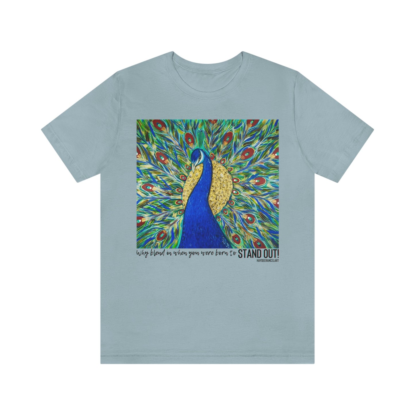 Born To Stand Out Colorful Peacock Bird Nature Art Heather Green Unisex Mens Women's Jersey Short Sleeve Crew T-Shirt