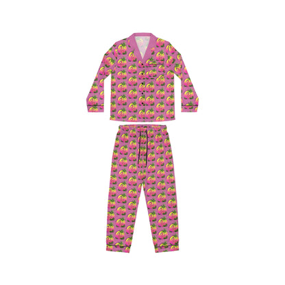 Keeping It Cool Flamingo Beach Sunset Unisex Pink Satin Pajamas AOP