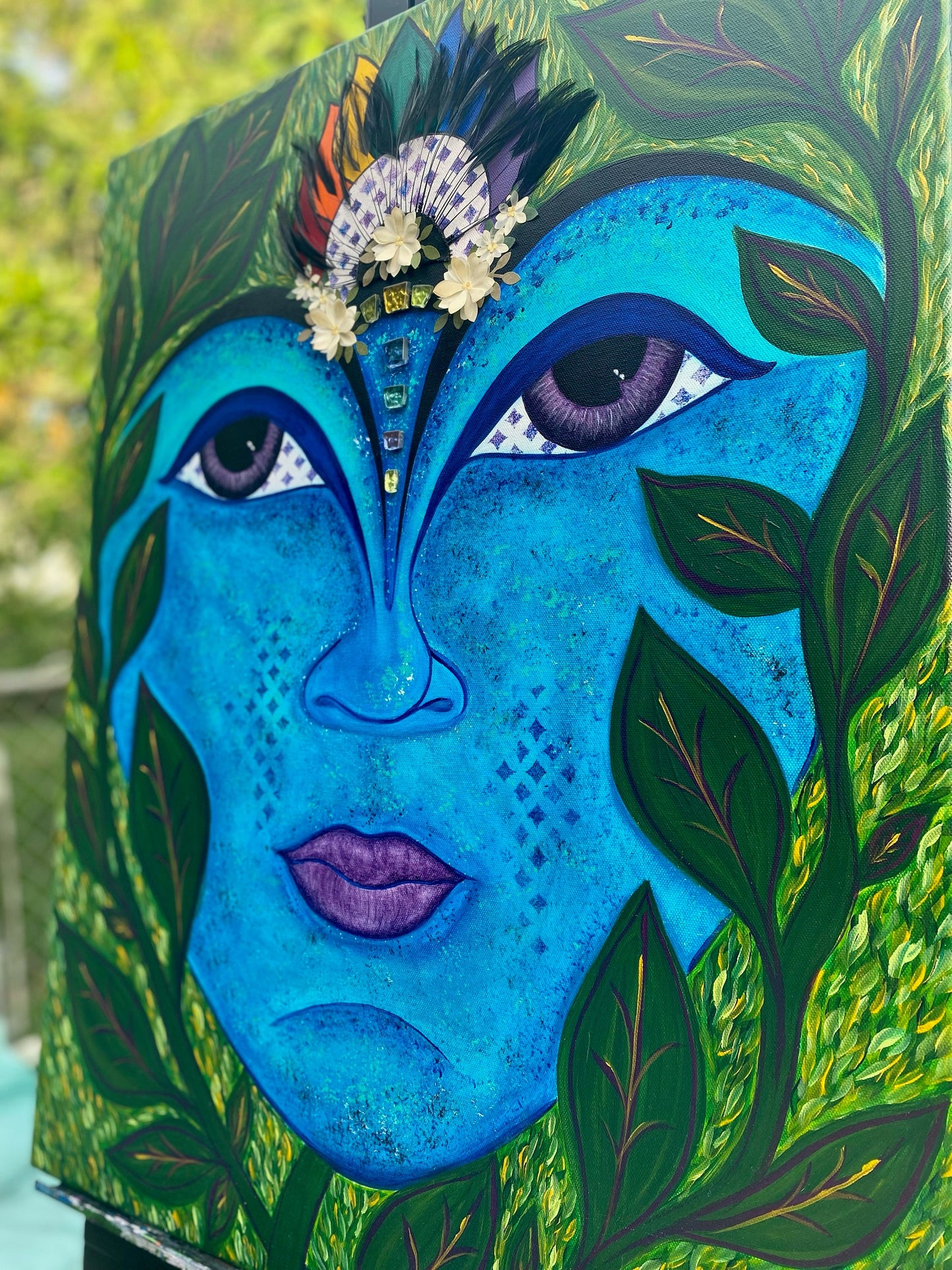 Nature Goddess Spiritual Artwork Original Mixed Media Acrylic Painting