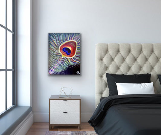 Peacock Feather Transformation Spiritual Energy Artwork Original Acrylic Painting