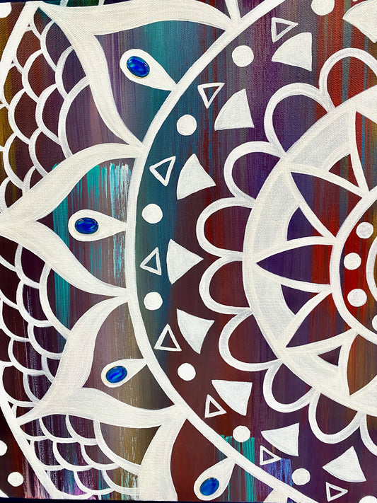 Matrix Mandala Spiritual Zen Energy Artwork Original Mixed Media Acrylic Painting Canvas Set